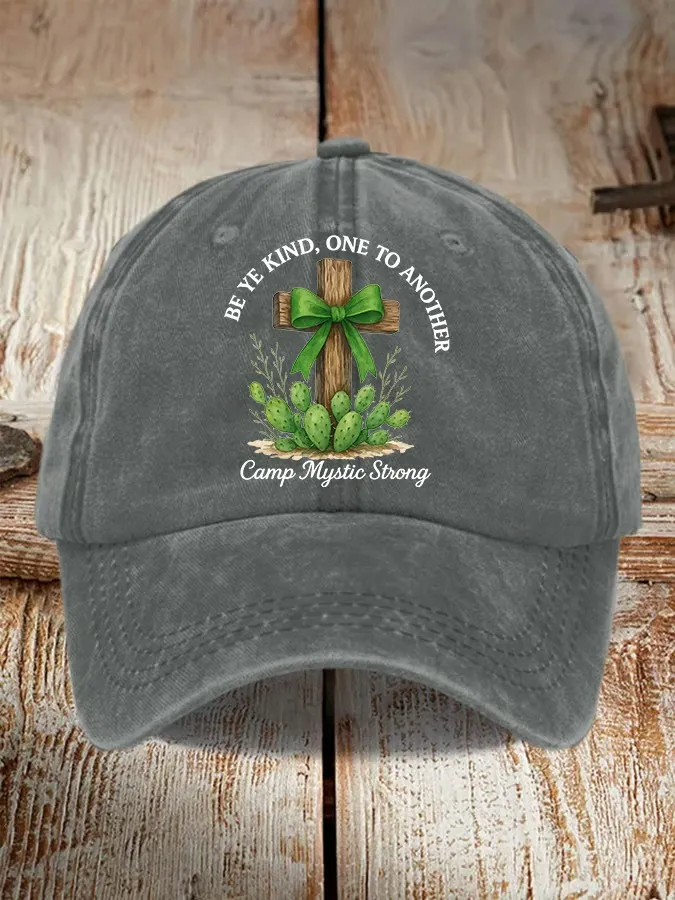 Retro Texas Strong Green Bow Cross Letter Print Baseball Cap