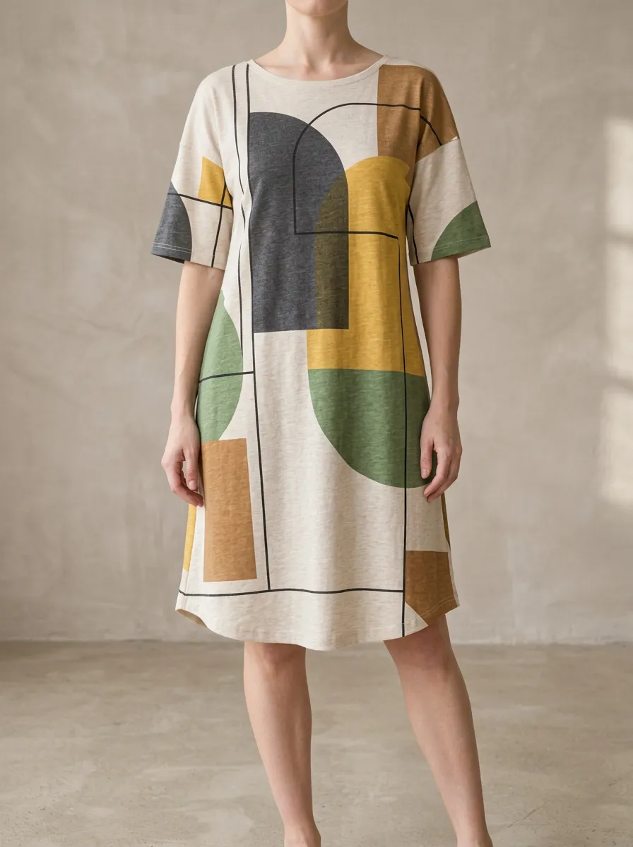 Women's Abstract Geometric Art Pattern Printed Dress