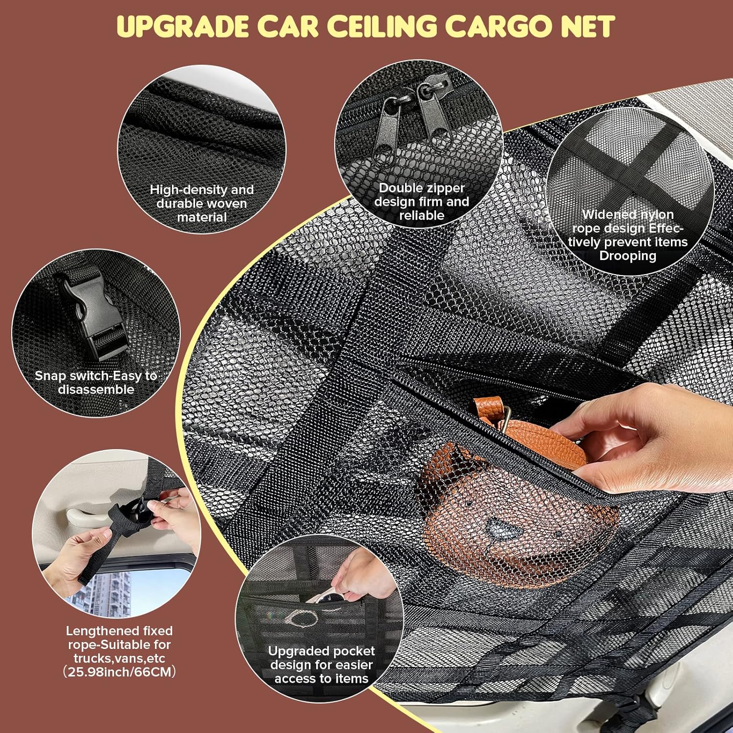 Four step installation guide for the cargo net