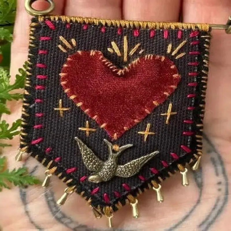 Mini Heart Hand Embroidery Creative Brooch