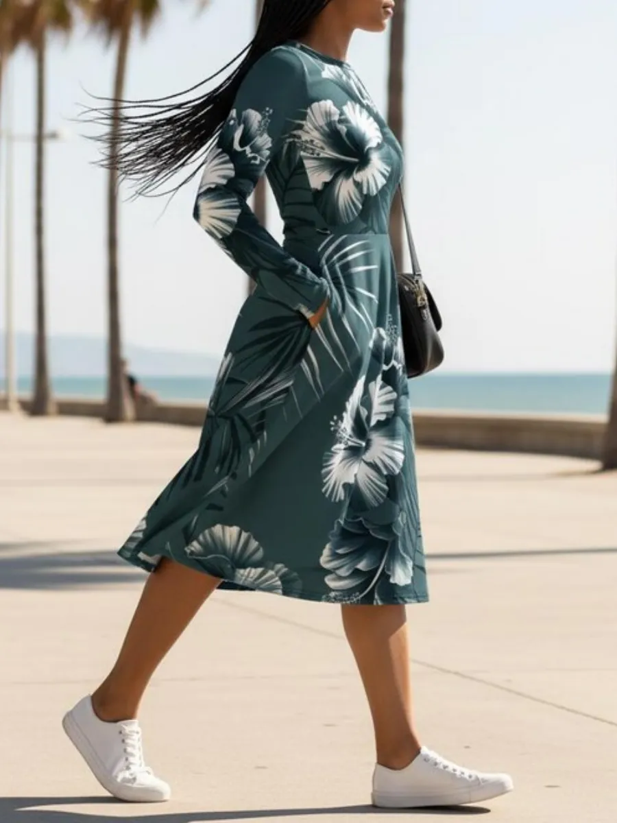 Floral Round Neck Dress