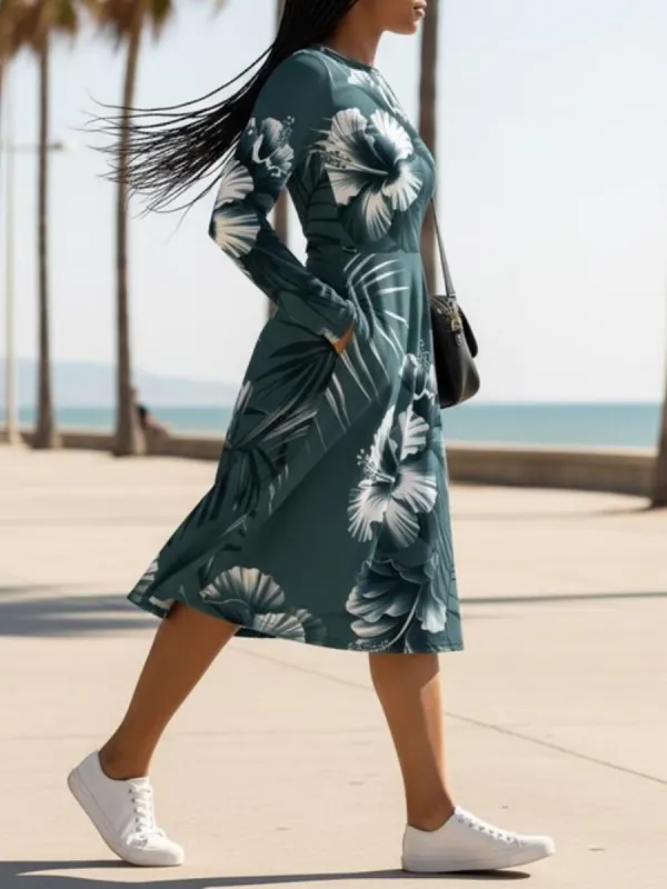 Floral Round Neck Dress