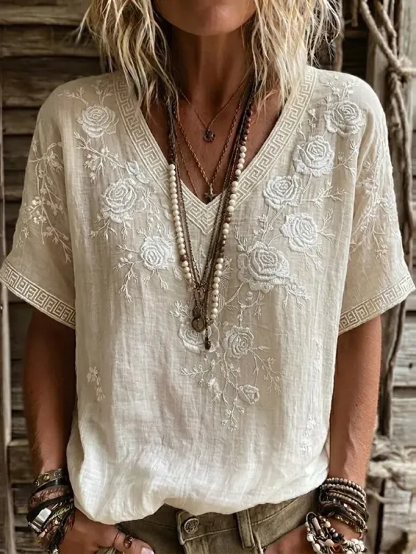 Women's floral print V-neck top