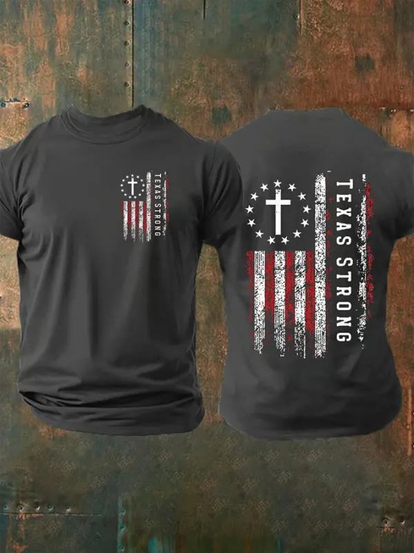 Men's Texas Strong Printed Round Neck T-Shirt