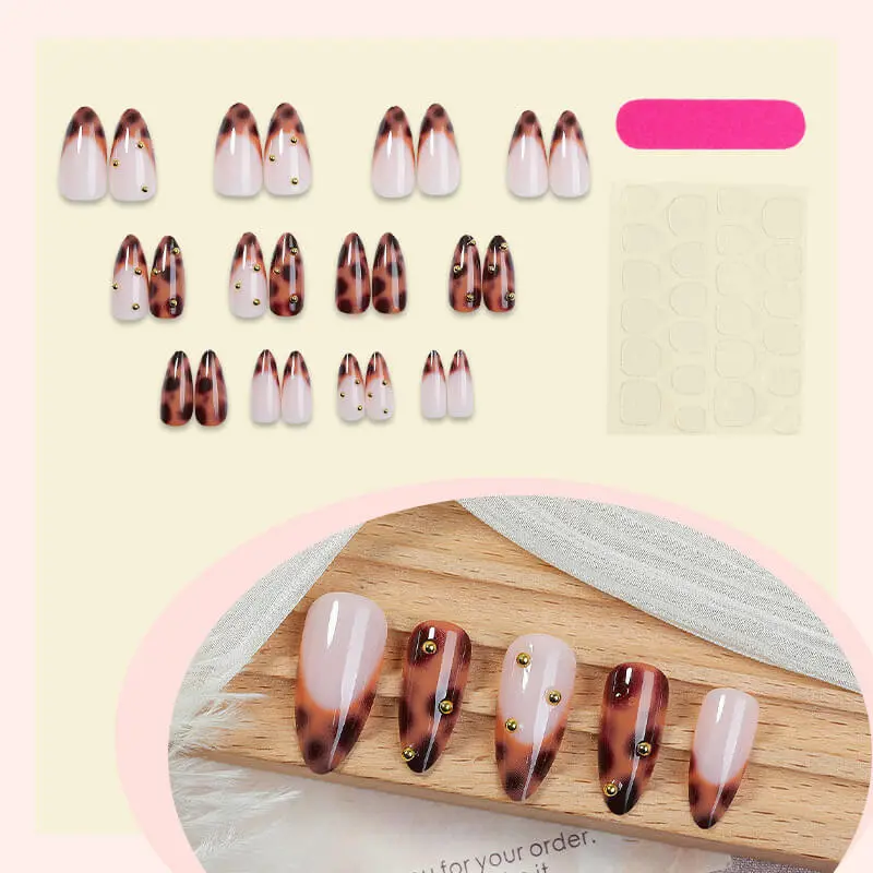 Nailhour 24Pcs Rhinestone Medium Almond Press On Nails