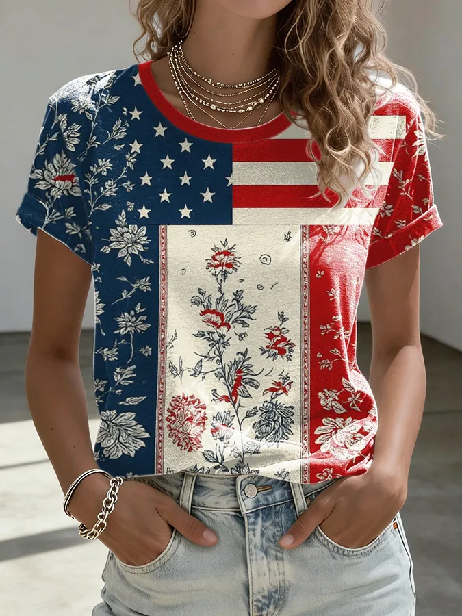 Women's 250th Anniversary of the United States Print Crew Neck T-Shirt