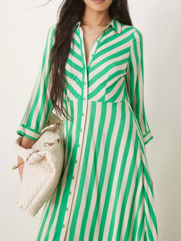 Striped Maxi Shirt Dress
