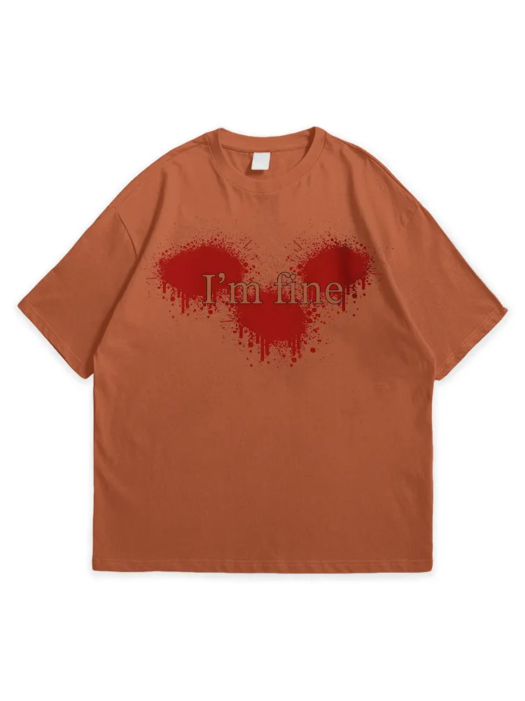 Men'S Halloween I'M FINE Daily Leisure Round Neck  T-Shirt