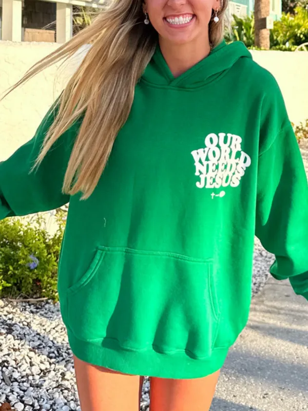 Women's Casual Letter-Printed Hooded Long-Sleeved Hoodie