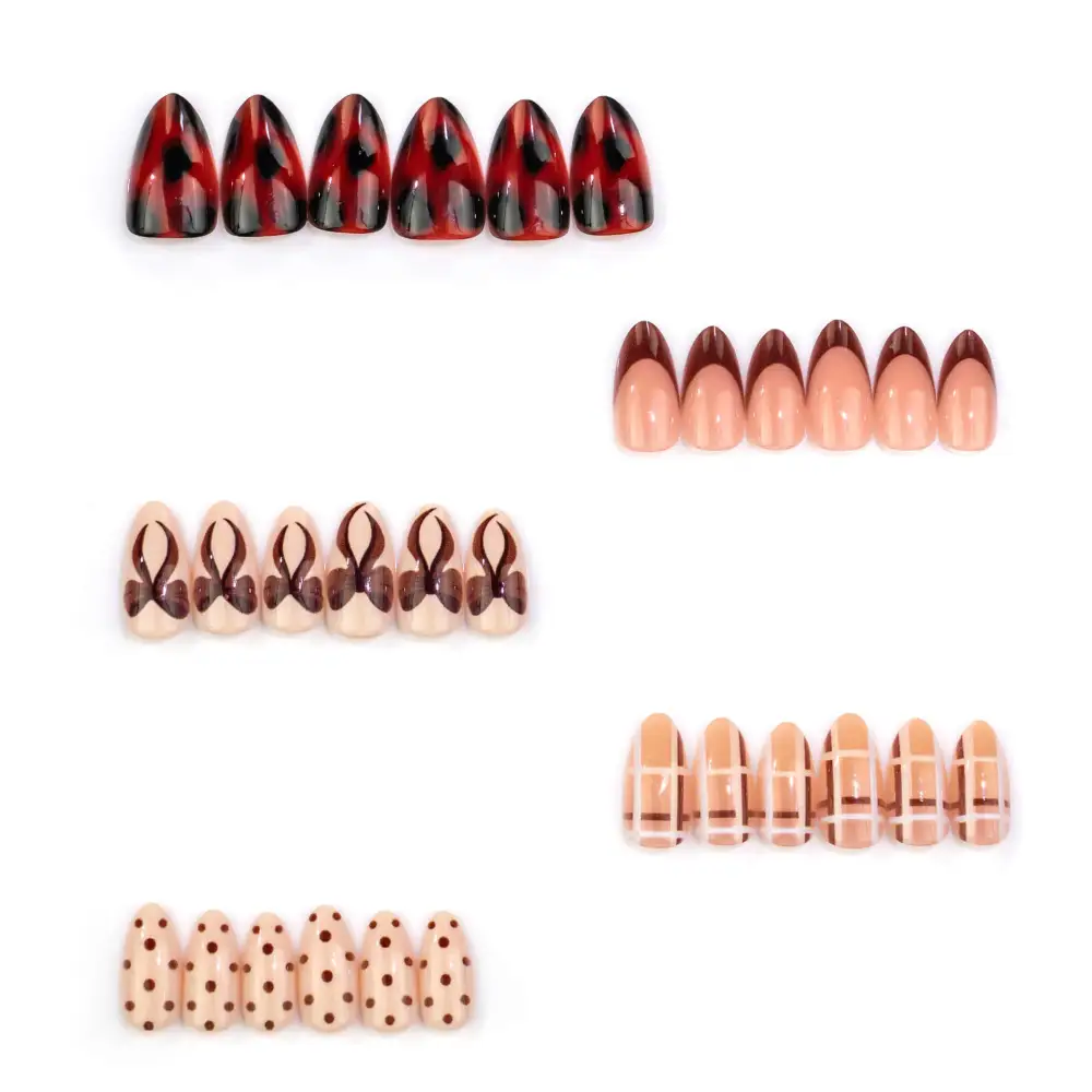 Nailhour 30Pcs Vintage Pink Daily Medium Almond Press On Nails