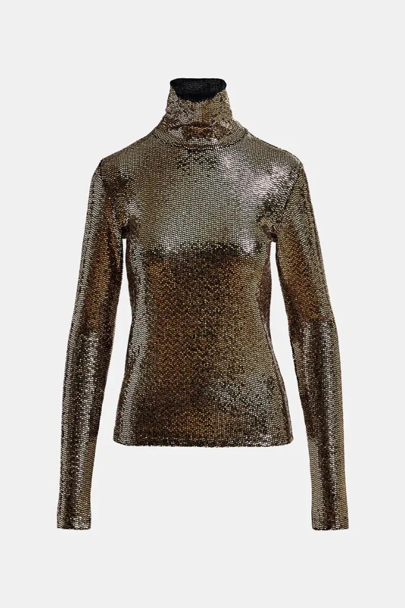 Metallic Textured Long Sleeve Tops