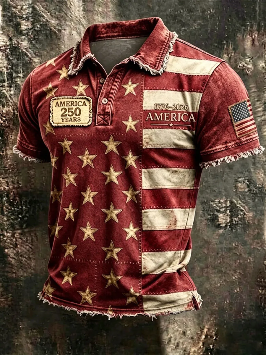 Men'S 250Th Anniversary Printed Casual Polo Shirt