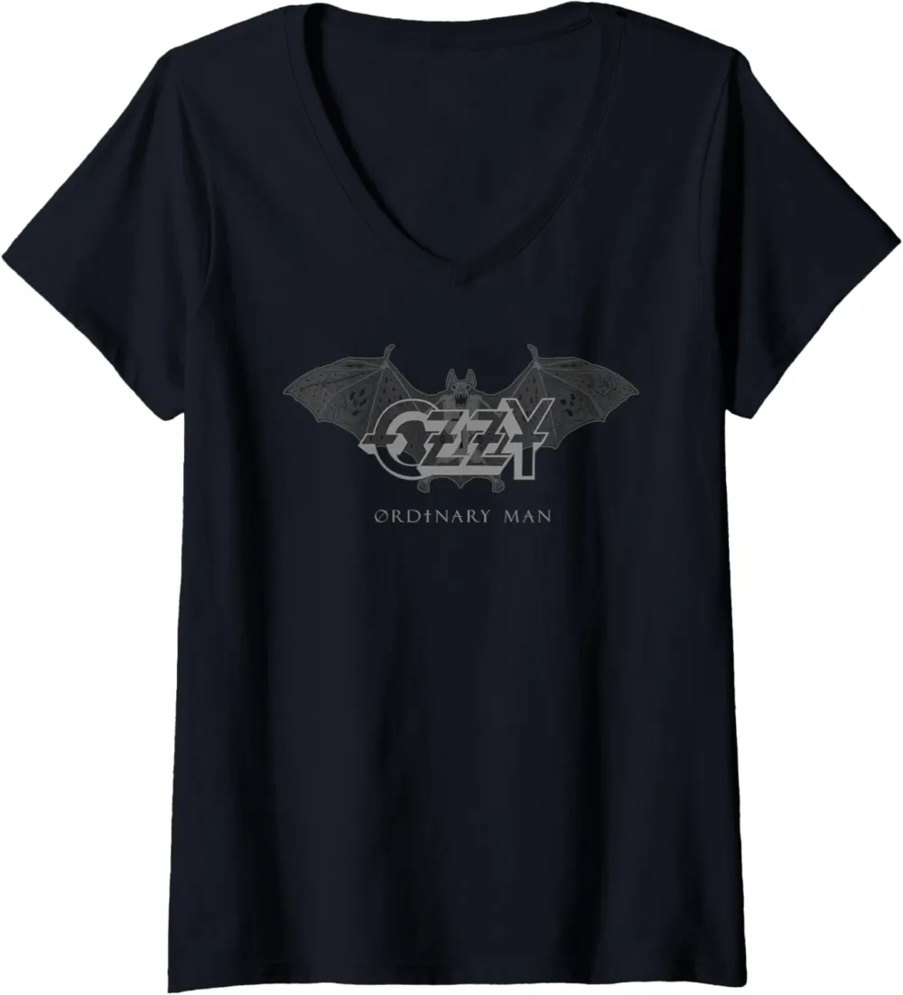Womens Ozzy Osbourne - Ordinary Man Bat V-Neck T-Shirt