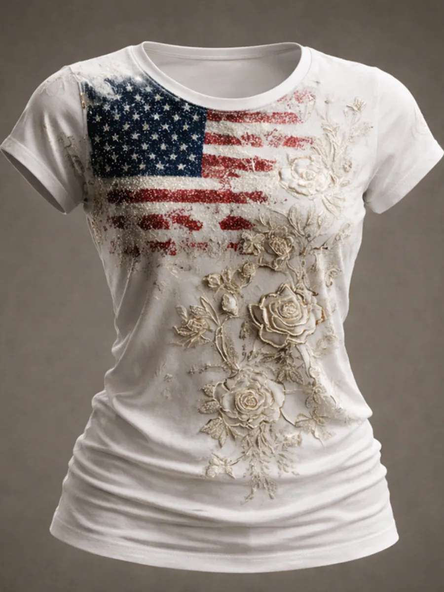 Women's USA 1776-2026 Print Casual T-Shirt