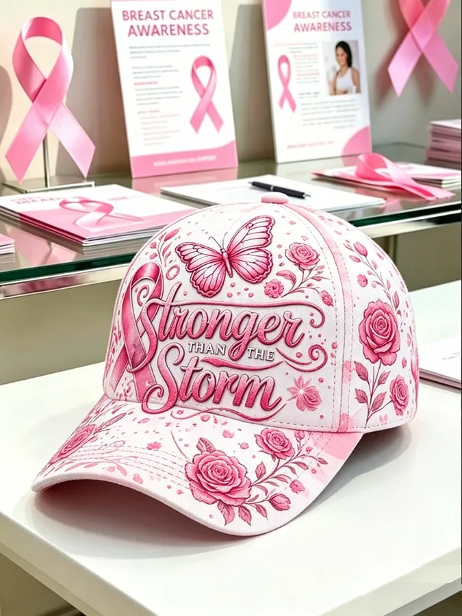 Women'S Casual Breast Cancer Awareness Printing Hat