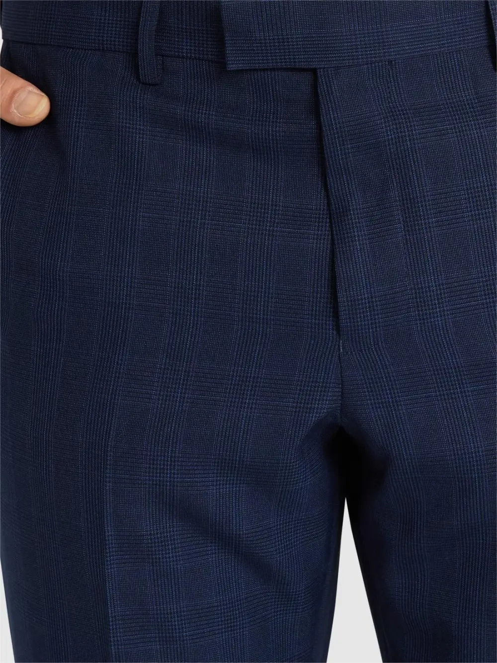 Dark Blue Regular Fit Polyester Trousers