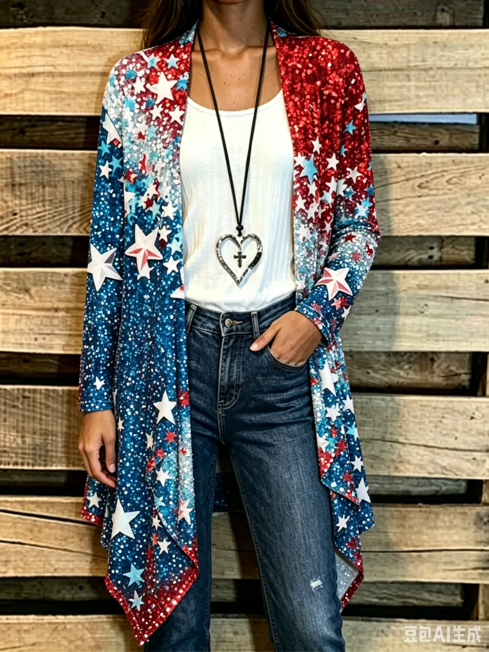 Women's Independence Day Printed Casual Cardigan