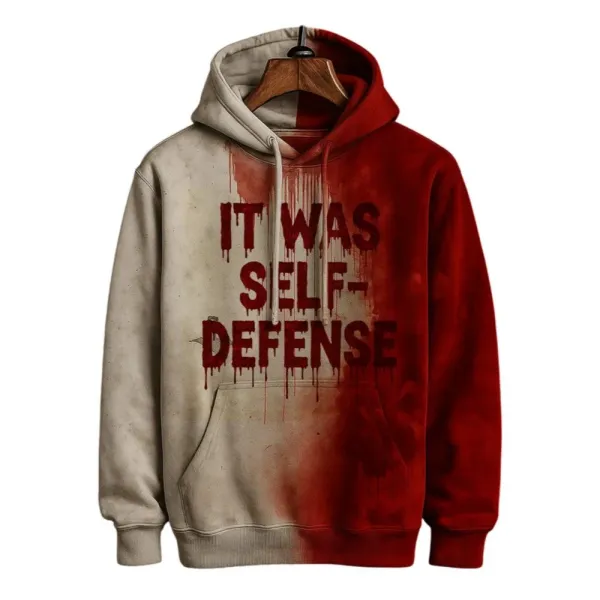 2025 Halloween It Was Self-Defense Bloody Art Print Hoodie