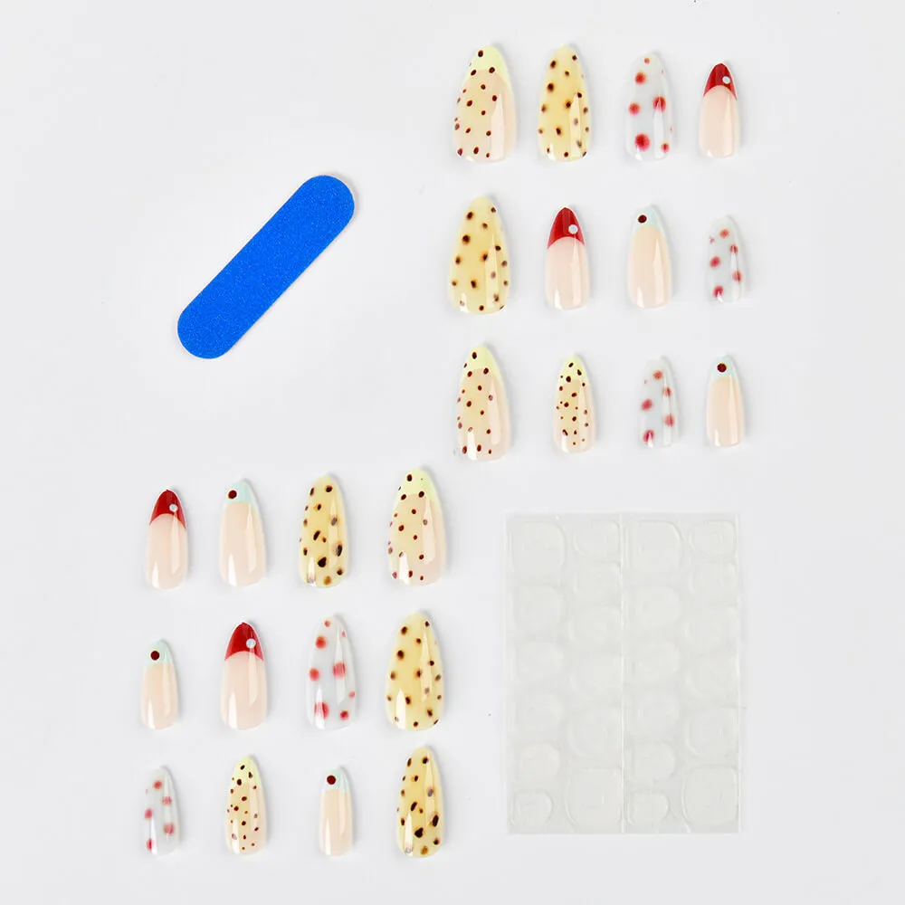 Nailhour 30Pcs French Autumn Medium Almond Press On Nails