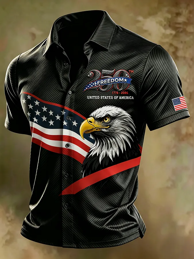 Men's  250 Years Day Printed Casual Collar Shirt