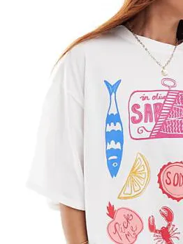Women's Food Printed White T-shirt