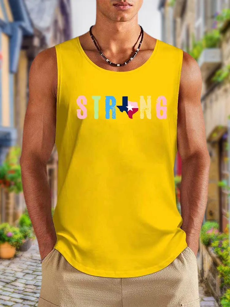 Men'S Simple Style TEXAS STRONG Claasic Crew Neck Vest
