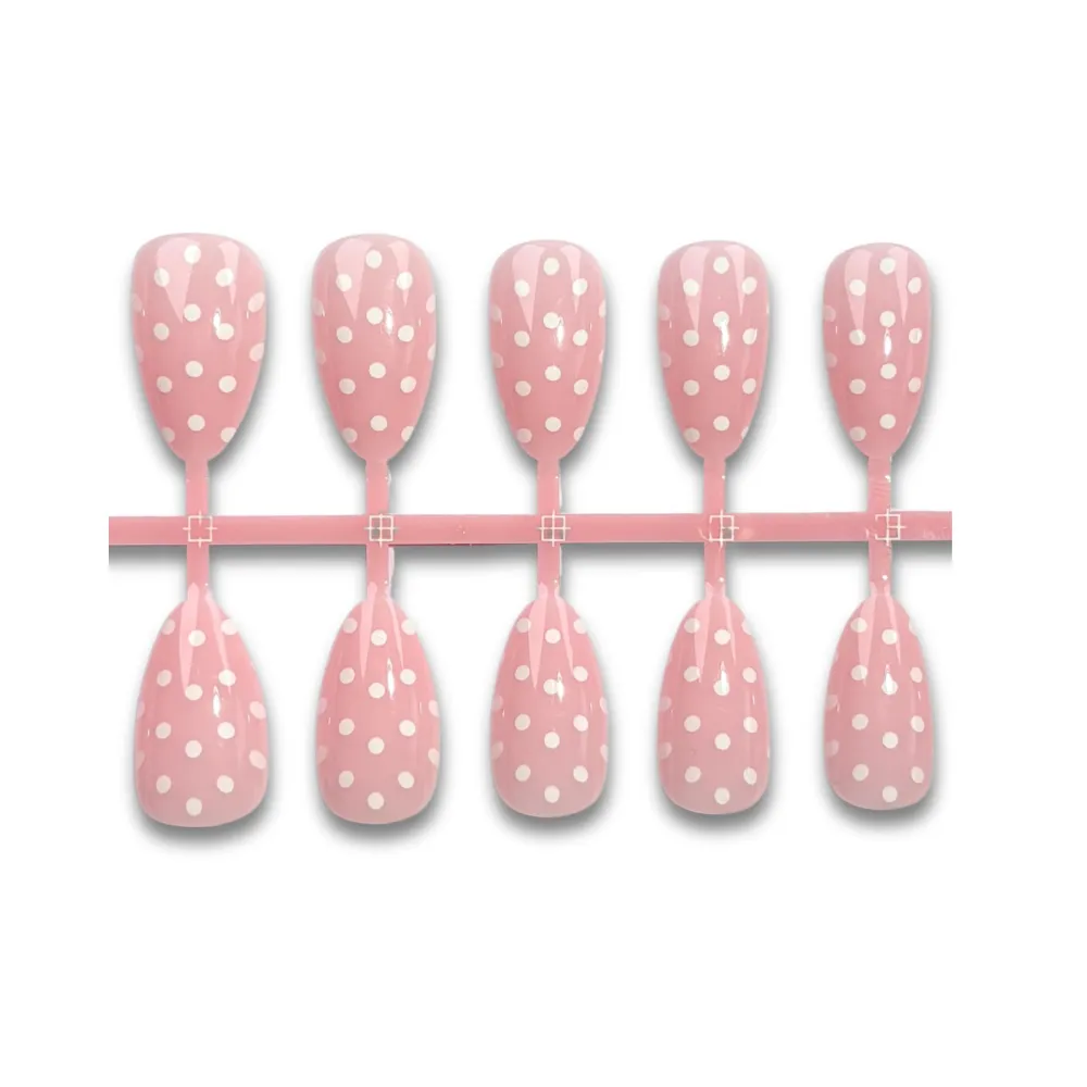 Nailhour 24Pcs Autumn Pink French Short Almond Press On Nails