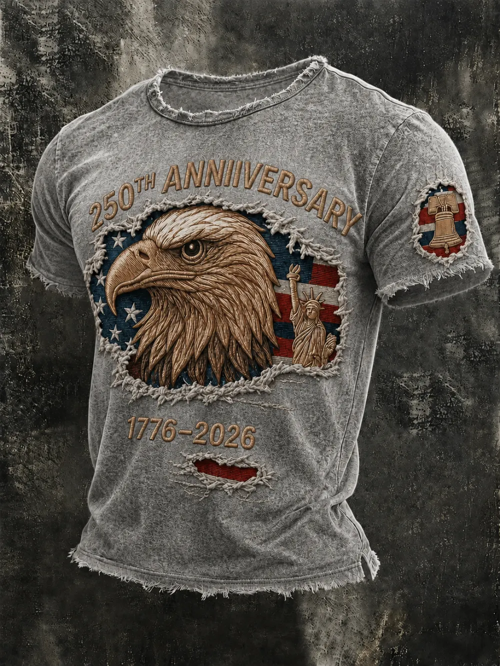 Men'S Vintage American Independence Day Printed T-Shirt