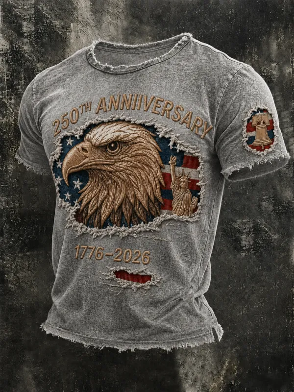 Men'S Vintage American Independence Day Printed T-Shirt