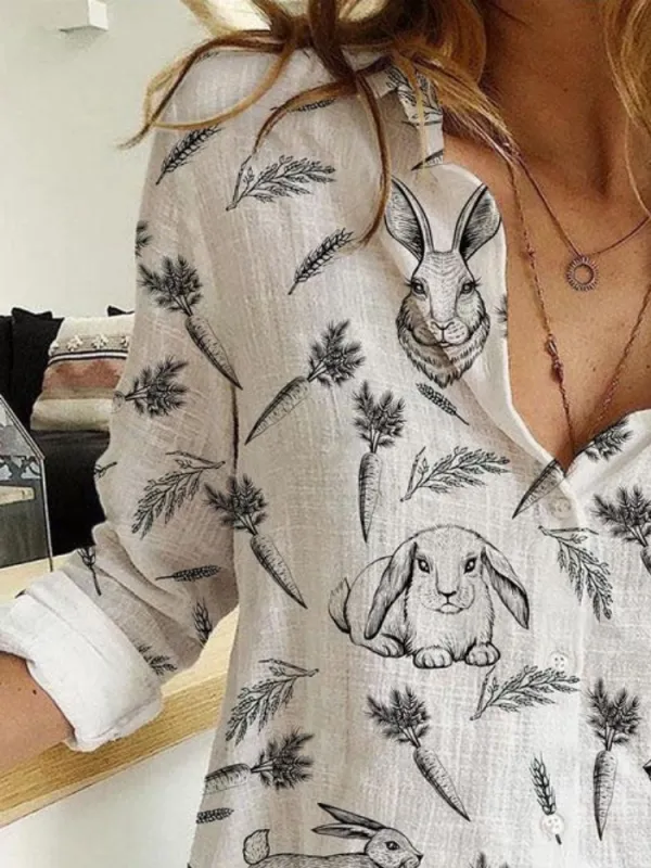 Cute Rabbit Carrot Pattern Shirt