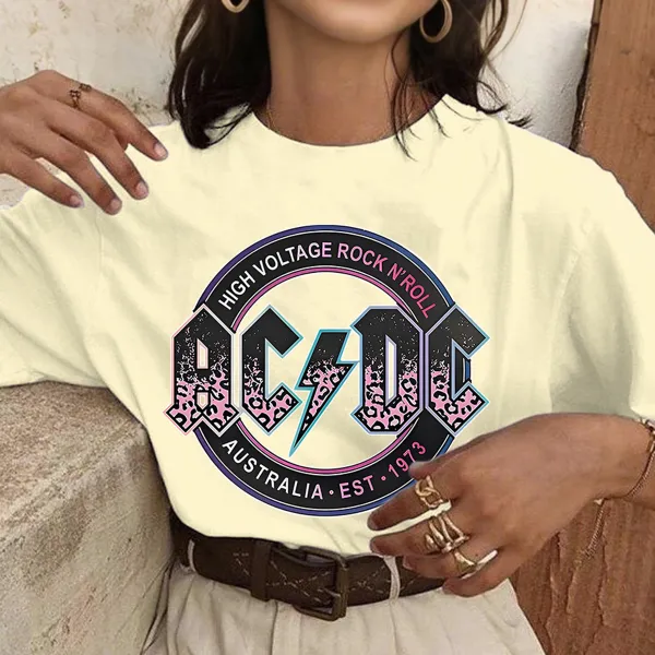 Trendy Band-Themed Short Sleeve Tees