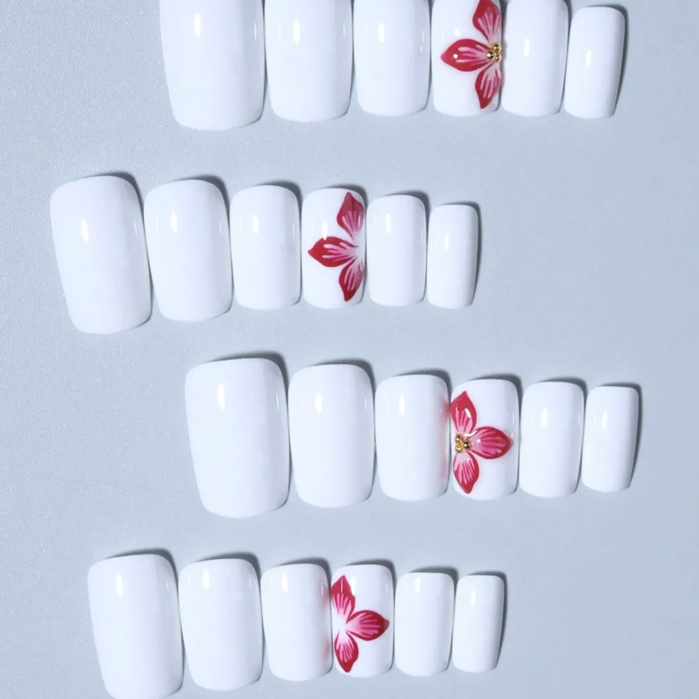 Nailhour 24Pcs Minimalist 3D Medium Square Press On Nails