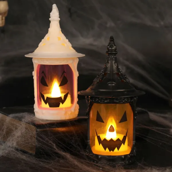 2Pcs Halloween Portable Small Oil Lamp LED Electronic Candle Lamp Ornament