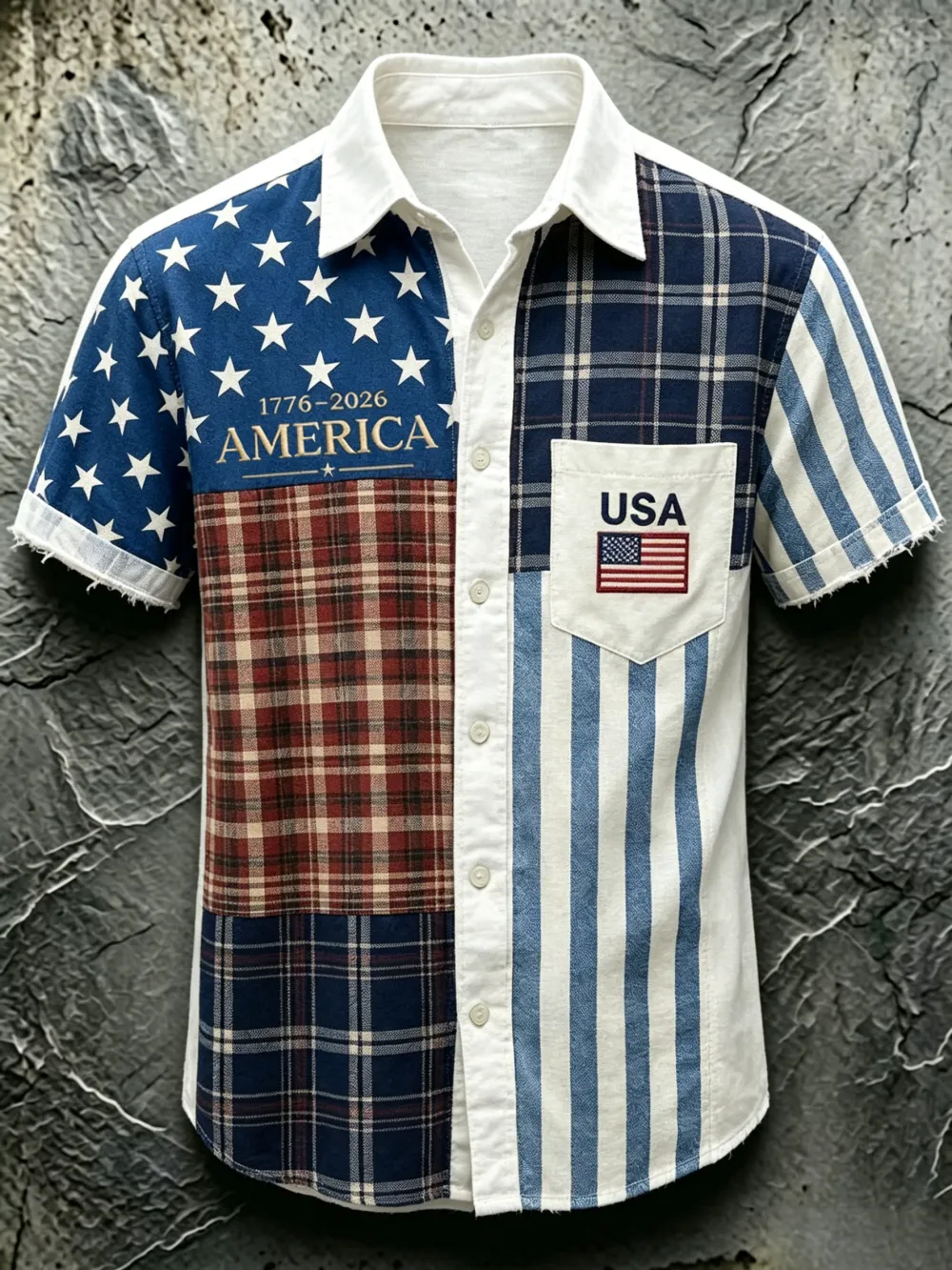 Men'S Casual 250Th Anniversary Printed Collar Shirt