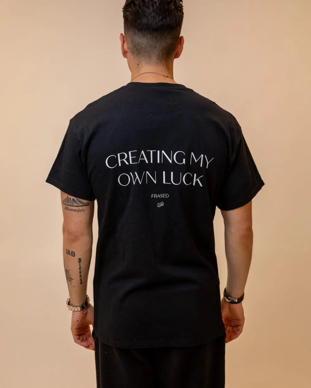 Men's CREATING MY OWN LUCK Print Casual Round Neck T-Shirt