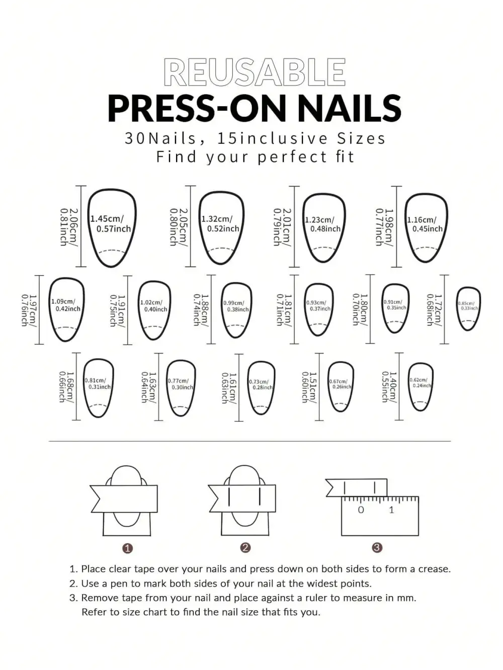 Nailhour 30Pcs Medium Almond Polka Dot Stars Press On Nails