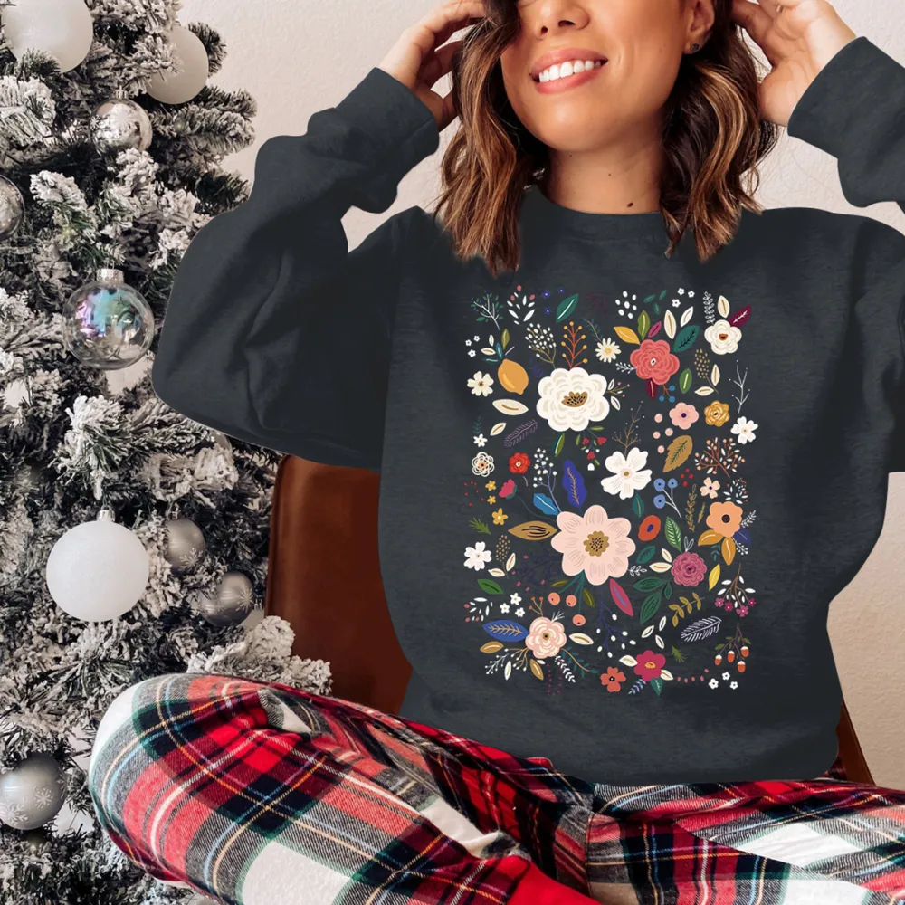 Wildflower Motif Printed Sweatshirts