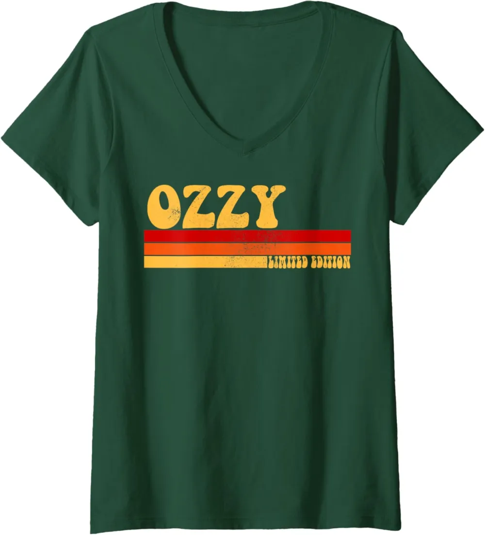 Womens OZZY Name Personalized Idea Men Retro Vintage OZZY V-Neck T-Shirt