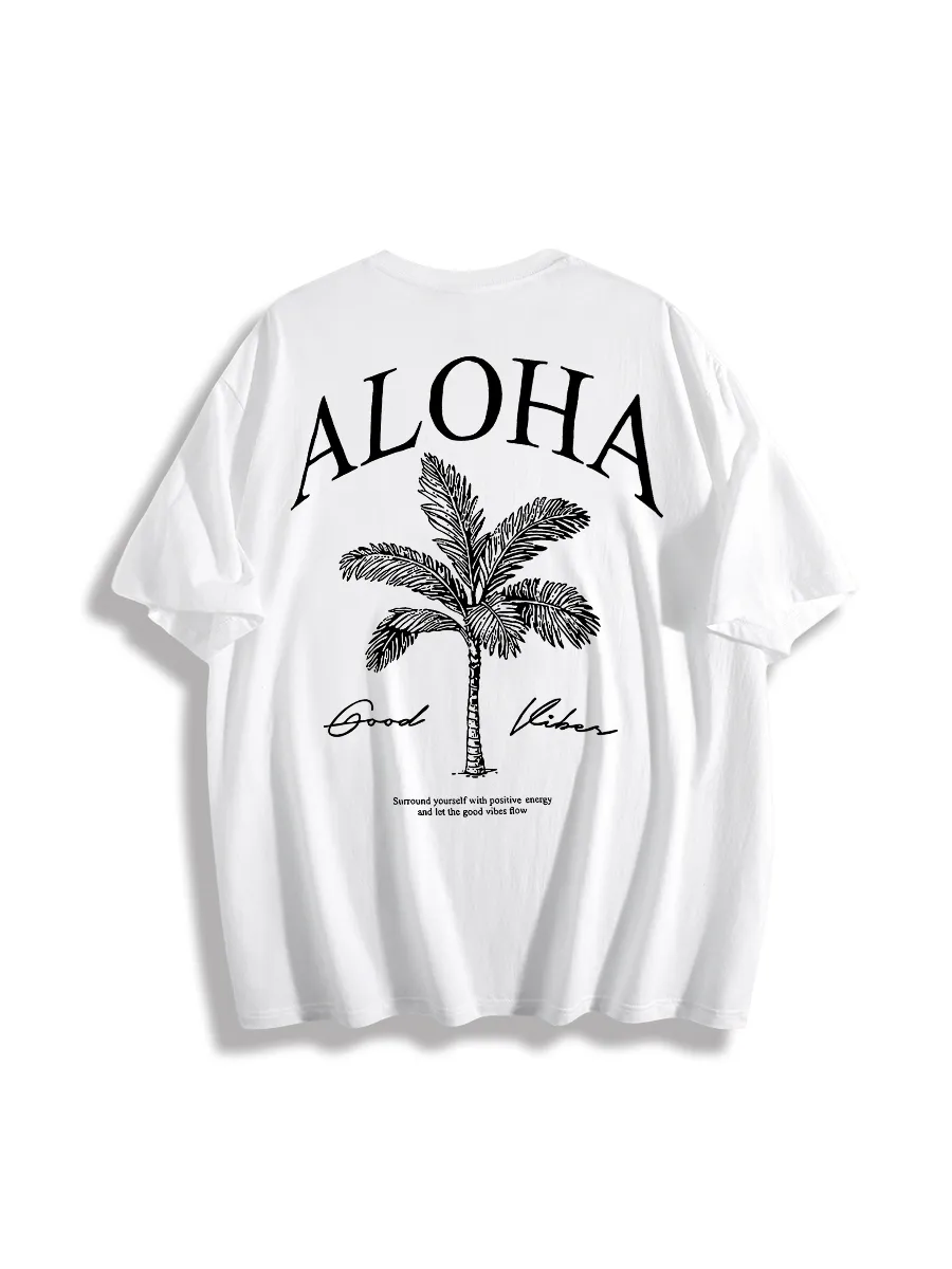 Coconut Tree Print Multi-Color Short Sleeves
