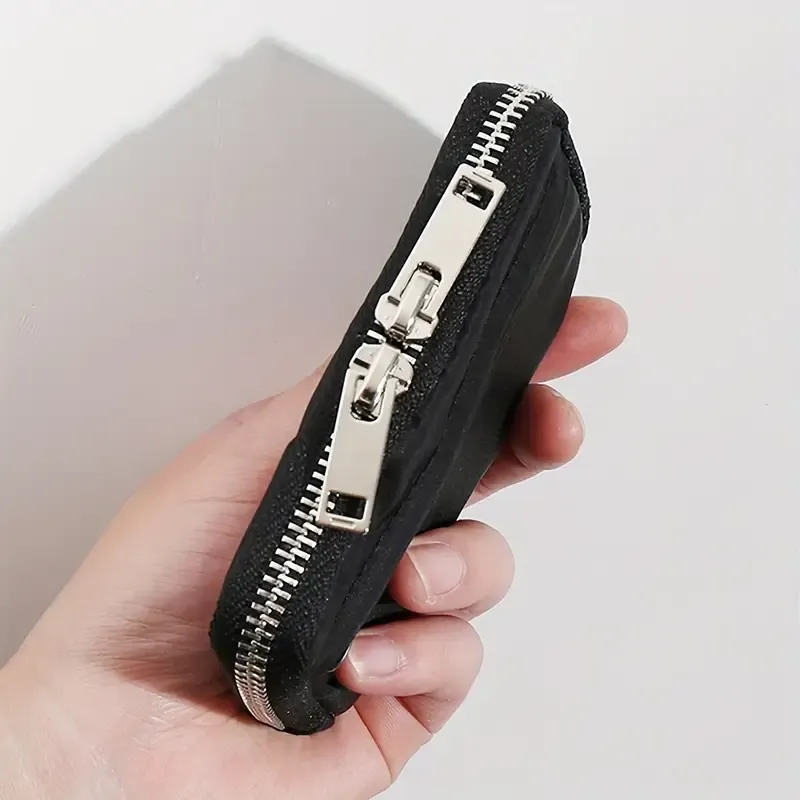 Black Slim Zippered Wallet