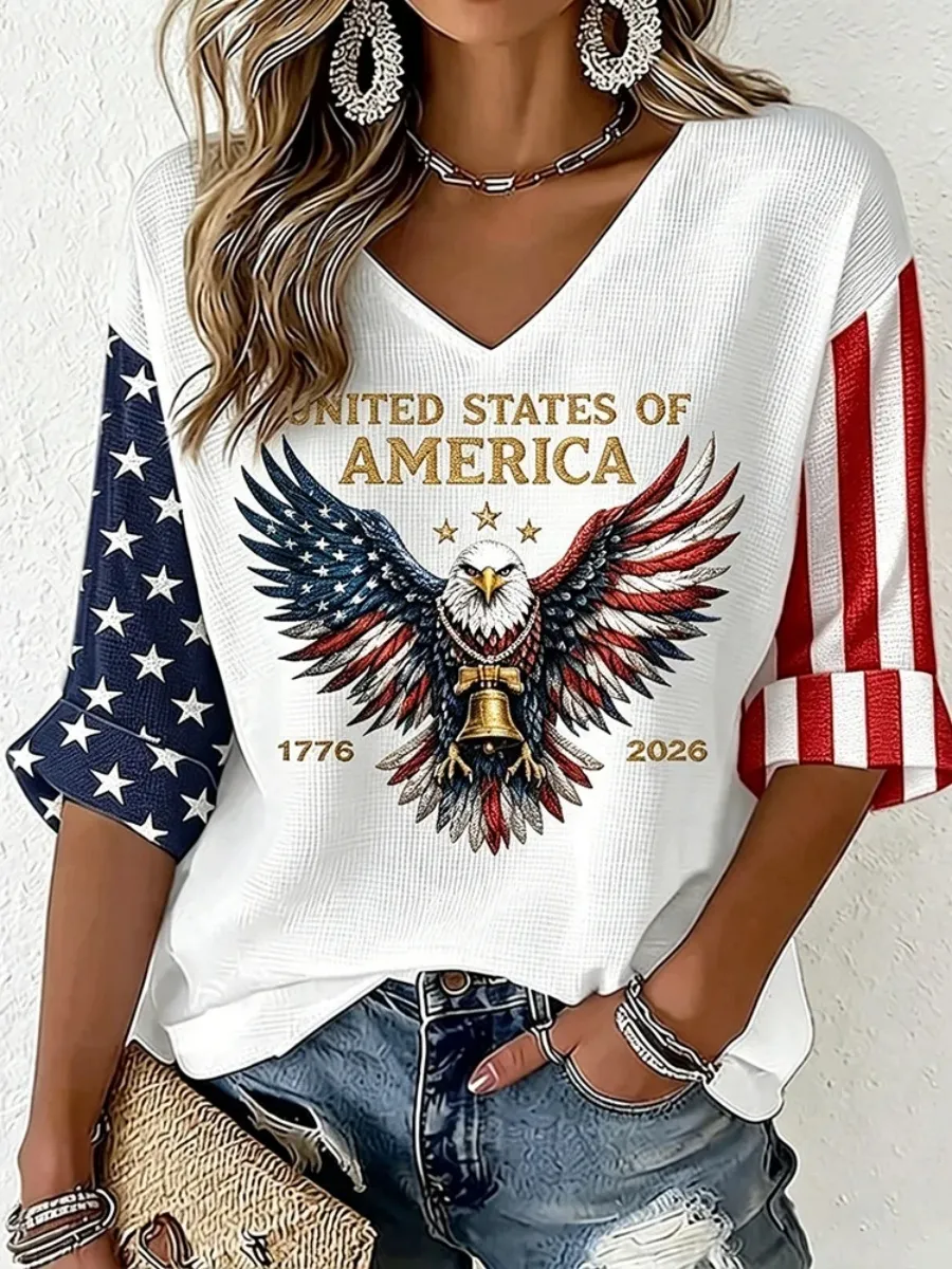 U.S. 250th Anniversary Linen Long-Sleeve V-Neck Shirt