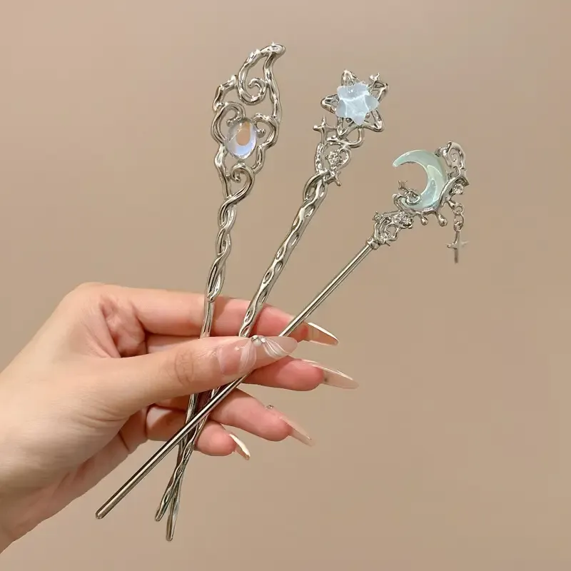 Casual Style 3pcs Moonstone Star Hairpin Set for Women