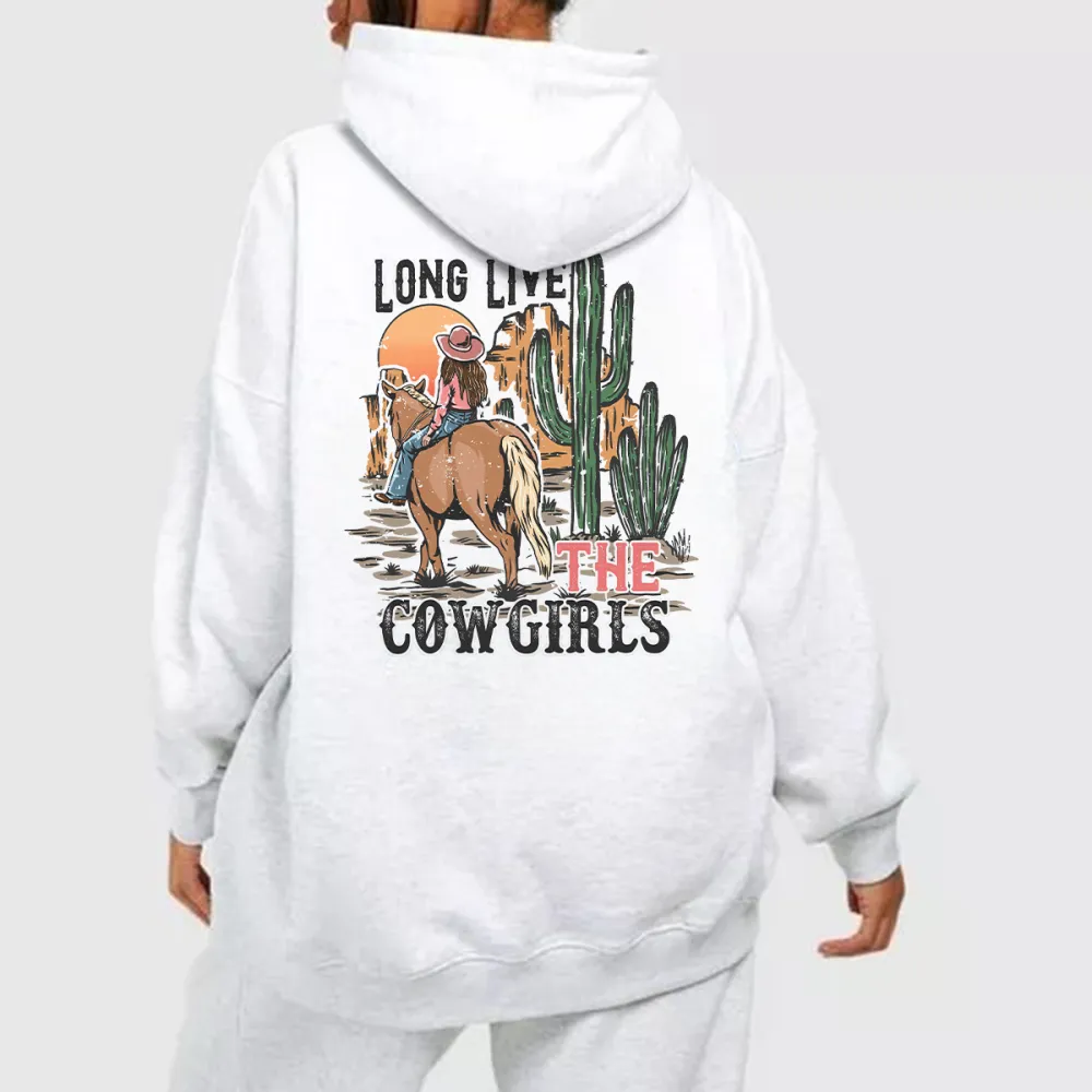 Cowboy And Sunset Combination Pattern Casual Hoodies
