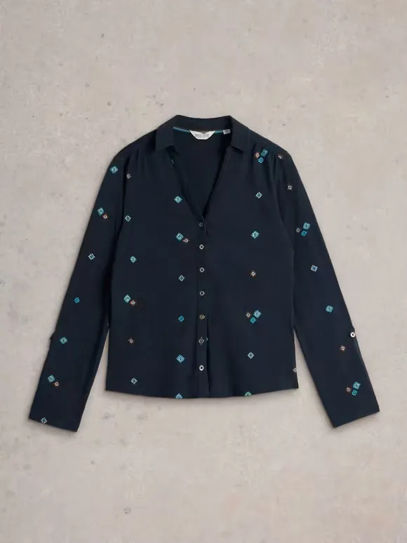 Embroidered Collar Shirt