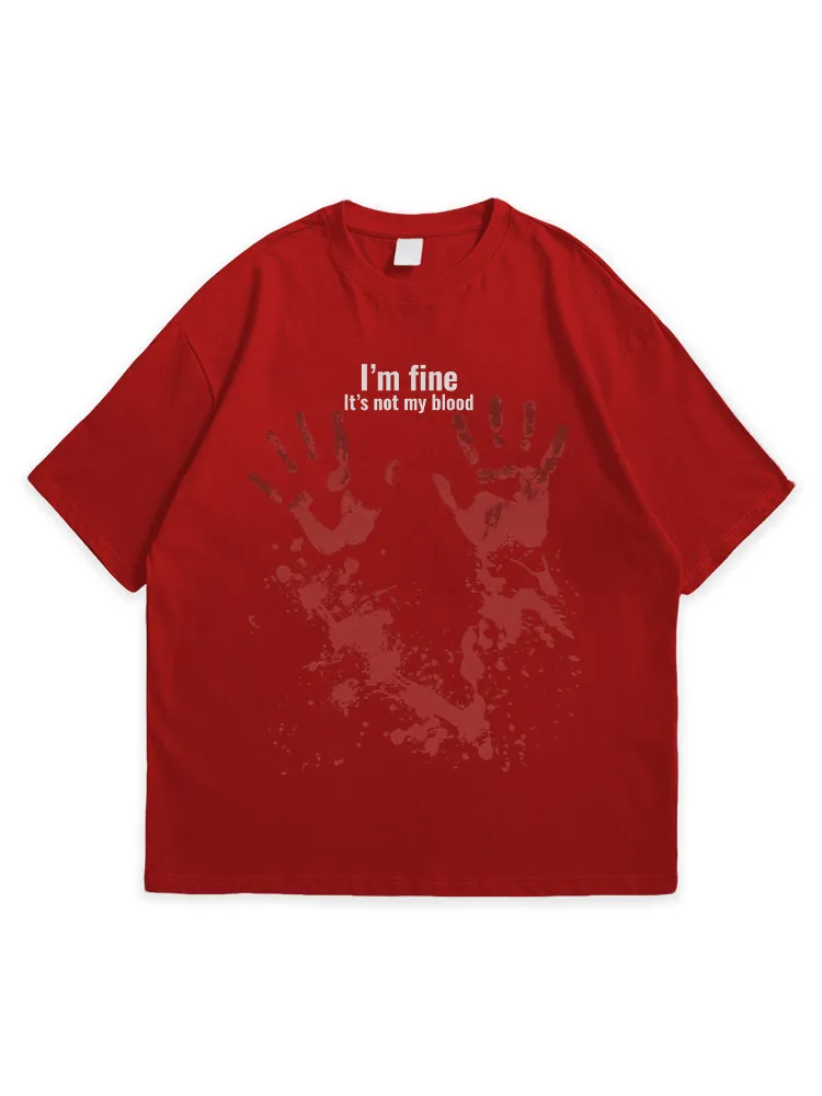 Men'S Halloween I'M OK IT'S NOT MY BLOOD Leisure Simple Round Neck  T-Shirt