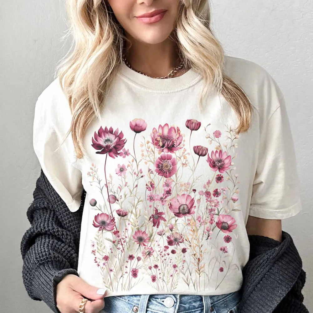 Vintage Wildflower Maroon Floral Shirt