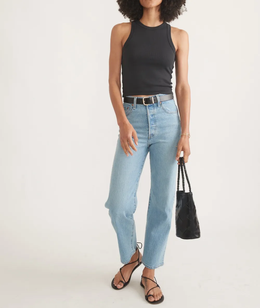 Simple Black Ribbed Tank Top