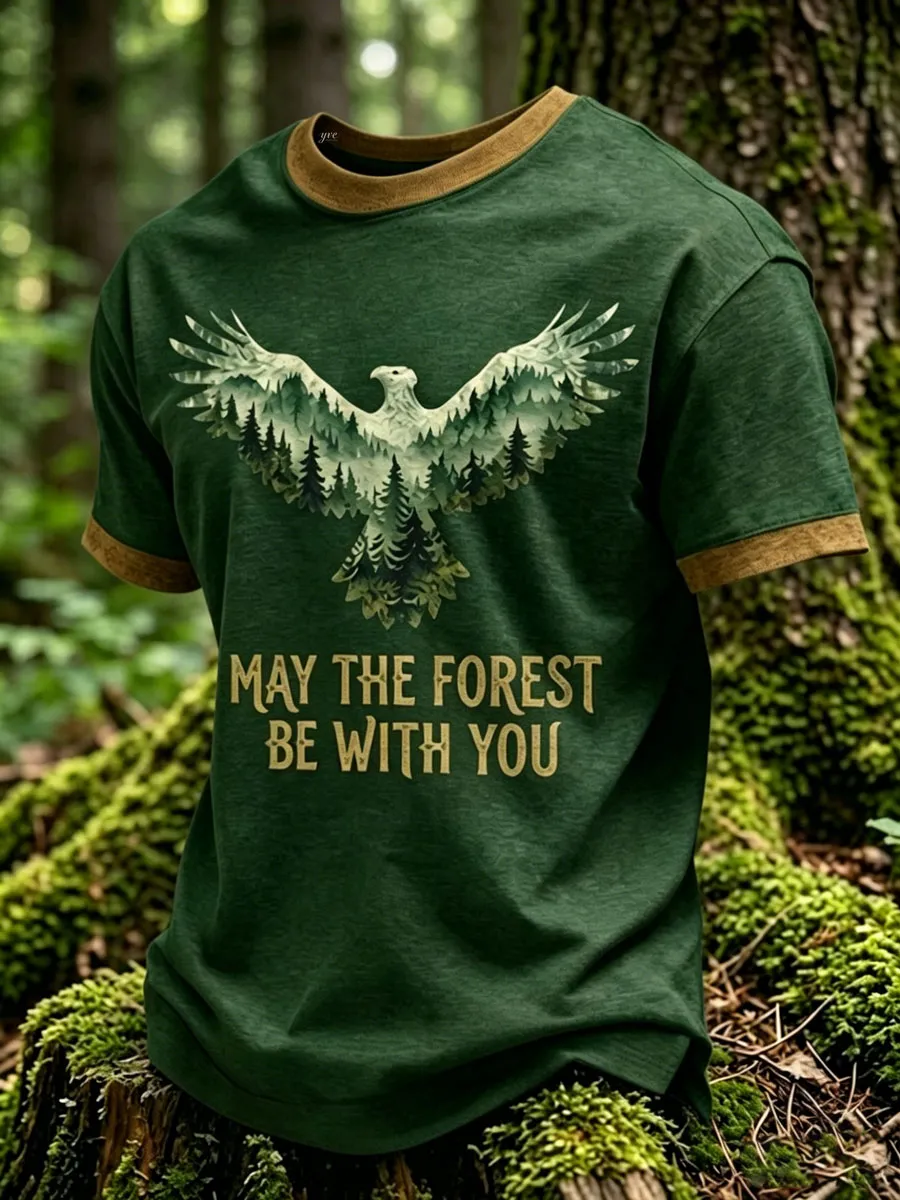 Men's May The Forest Be With You Printed Casual T-Shirt