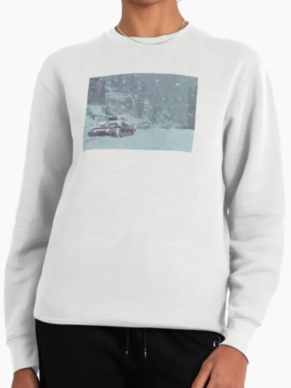 Snowy Tank Scene Graphic Sweatshirt