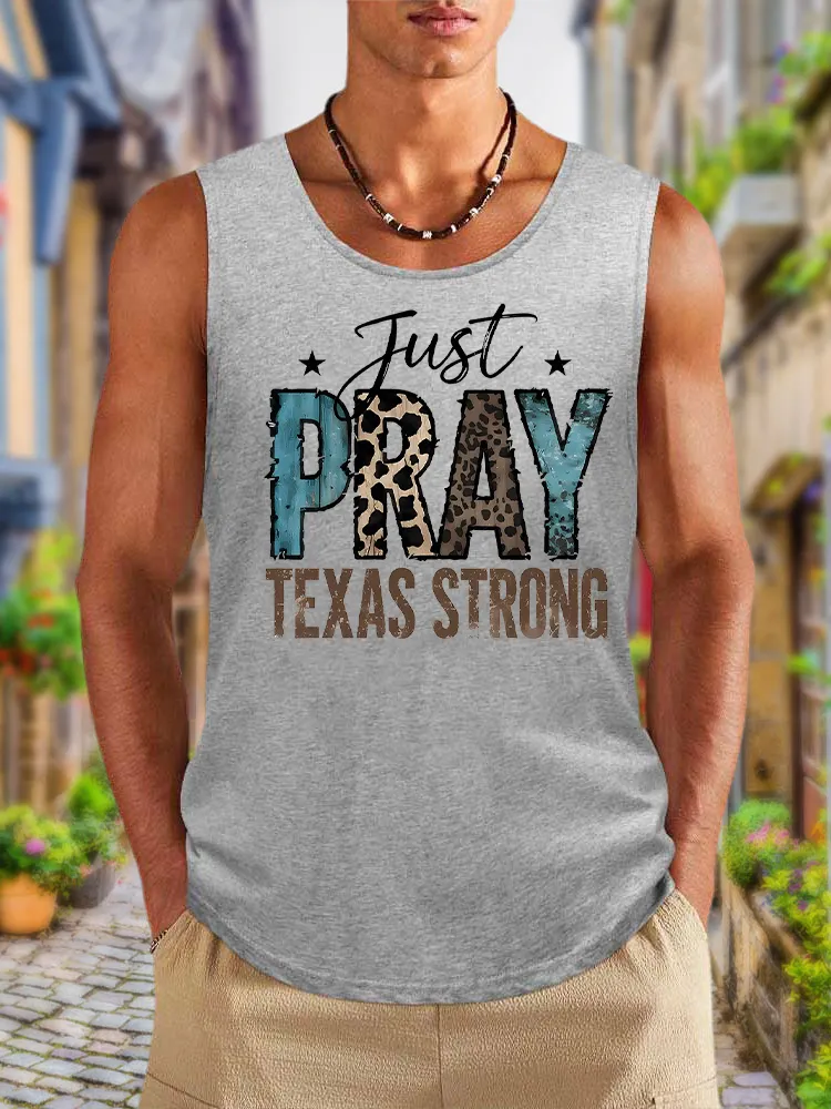 Men'S Simple Style JUST PRAY TEXAS STRONG Casual Crew Neck Vest